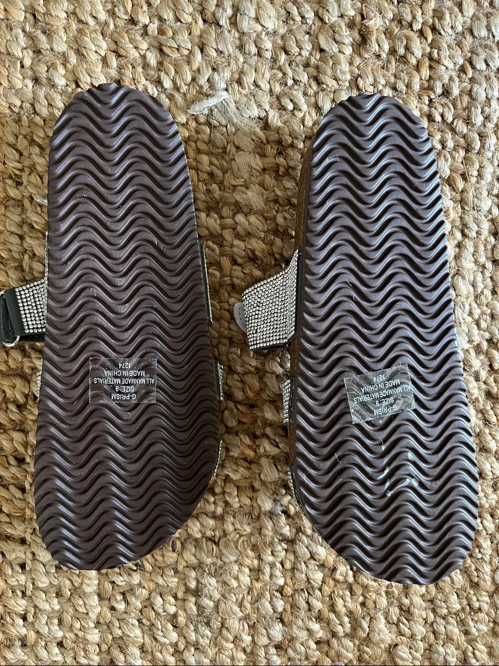 Madden Girl Silver Sparkle Velcro Double-Strap Slide Sandals Bling Sz 9